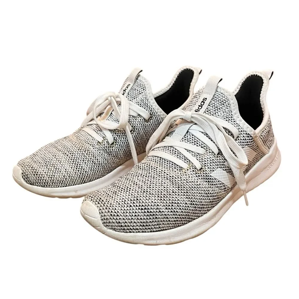 Adidas Gray Mesh Sneakers Cloudfoam Lace Up Light Athletic Shoes Women’s 8